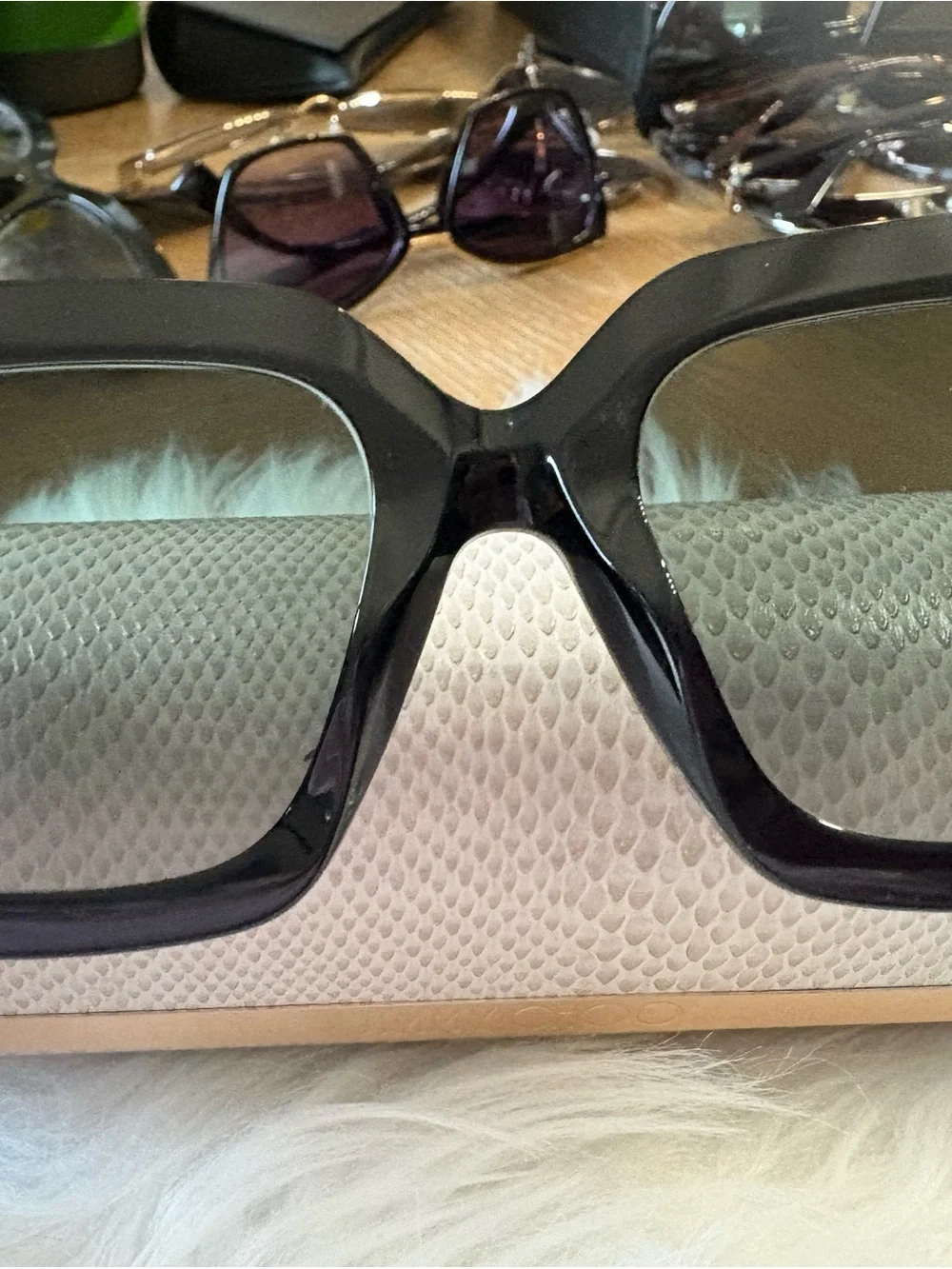 Jimmy Choo Black Cat-Eye Sunglasses with White Case